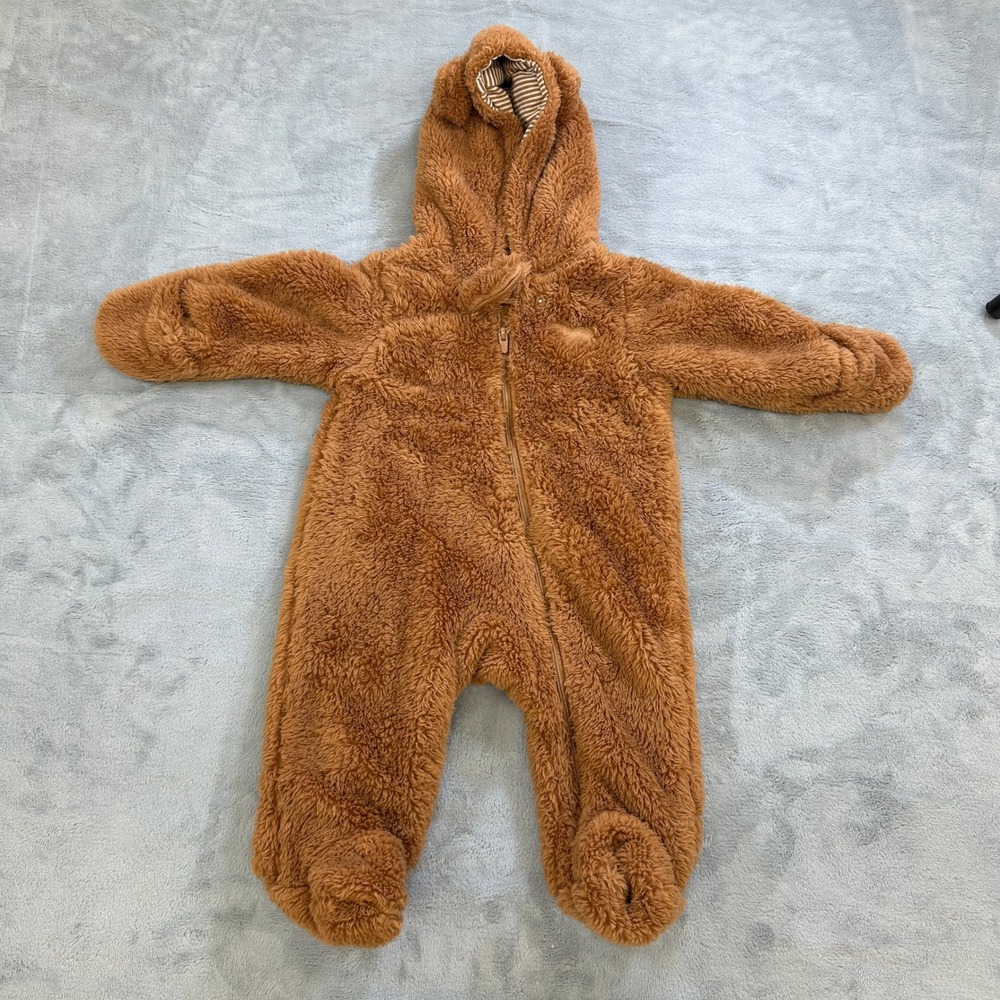 Just One You by Carters Baby Sherpa Fleece Bunting Brown Bear Hooded Pram 3M